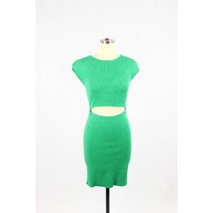 Aritzia WILFRED FREE Alien Green Cut-Out Rib Knit Bodycon Mini Dress, Size S